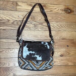 Myra Bag Brown and Black Cowhide Shoulder Bag